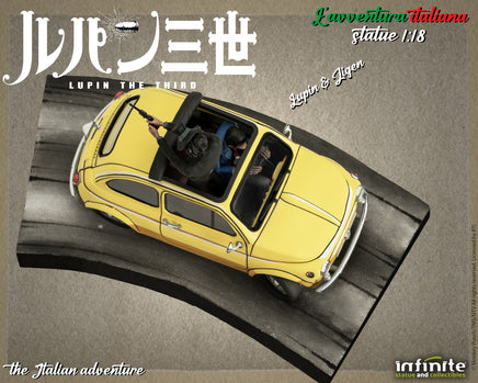 Modellino Fiat 500 Lupin 3rd L'avventura Italiana 1/18