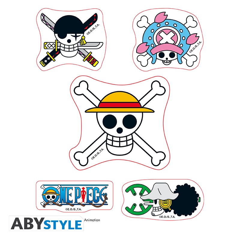 Set 10 Adesivi Stickers One Piece Teschi