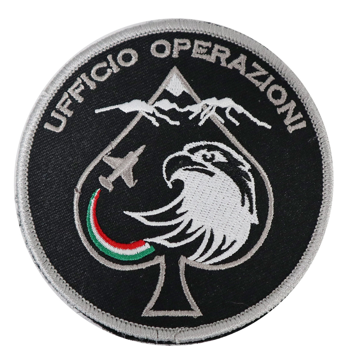 MAREL Toppa Aeronautica Militare Ricamata - 9x3 Cm - Termoadesiva E Da Cucire - Fondo Nero