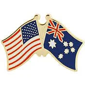 Spilla in metallo smaltato bandiera Stati Uniti Australia