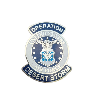 Spilla in metallo smaltato US Air Force Operazione Desert Storm Guerra del Golfo