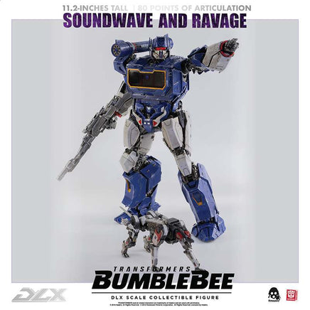 Action Figure Transformers Bumblebee Soundwave and Ravage Deluxe Threezero