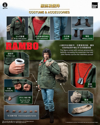 Action Figure Rambo First Blood John Rambo Field Jacket 1/6 Stallone Threezero