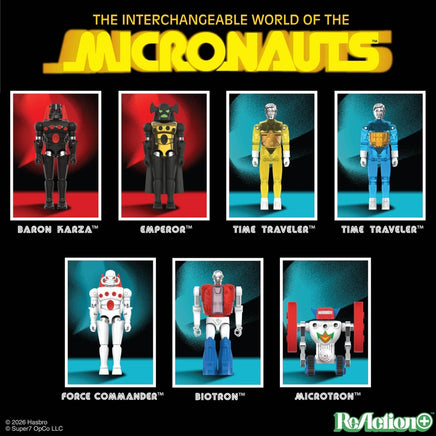 Action Figure Micronauti Time Traveler Reaction+ Super 7 Versione Blu 10 cm