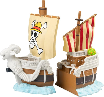 Set 2 Pezzi Resina Fermalibri One Piece Going Merry Nave Pirata Dipinti a Mano
