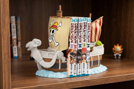 Set 2 Pezzi Resina Fermalibri One Piece Going Merry Nave Pirata Dipinti a Mano