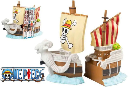 Set 2 Pezzi Resina Fermalibri One Piece Going Merry Nave Pirata Dipinti a Mano