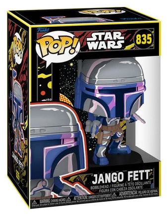 Funko Pop Star Wars Mandalorian e Grogu Jango Fett Bobblehead Retro