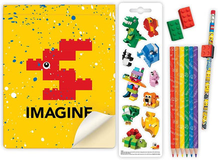 Quaderno Set cancelleria Scuola con Figure LEGO Matite Colorate Adesivi e Topper