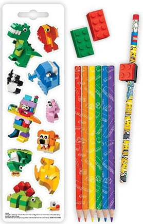 Quaderno Set cancelleria Scuola con Figure LEGO Matite Colorate Adesivi e Topper