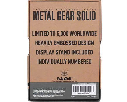 Lingotto in Metallo Metal Gear Solid 2 Snake Fanattik