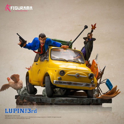Statua Diorama Elite 1/8 Fiat 500 Lupin Jigen Fujiko L'Avventura Italiana