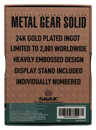 Lingotto in Metallo Raiden Metal Gear Solid 2 Gold Edition