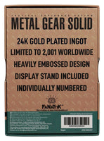 Lingotto in Metallo Metal Gear Solid 2 Snake Gold Edition