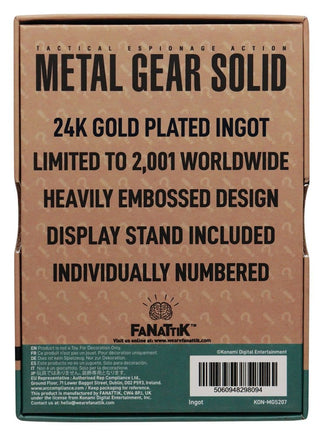 Lingotto in Metallo Metal Gear Solid 2 Snake Gold Edition