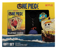 Gift Set One Piece Pirata Portachiavi Spilla Carte da Gioco Fanattik