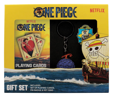 Gift Set One Piece Pirata Portachiavi Spilla Carte da Gioco Fanattik