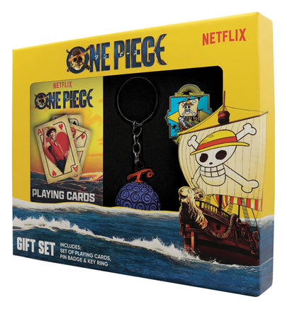 Gift Set One Piece Pirata Portachiavi Spilla Carte da Gioco Fanattik