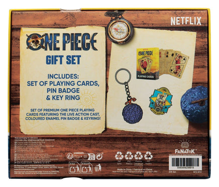 Gift Set One Piece Pirata Portachiavi Spilla Carte da Gioco Fanattik
