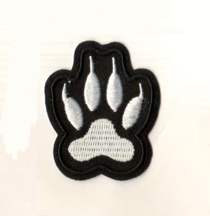 Patch Impronta Zampa Cane Bianca K9 termoadesiva 4 cm