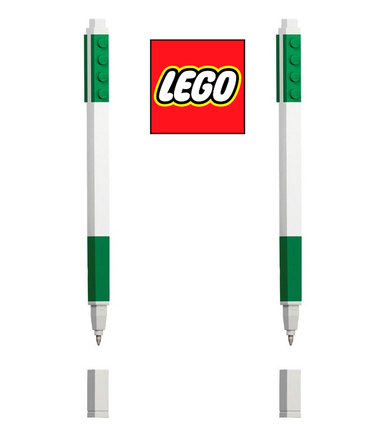 Set 2 Penne Ufficiali LEGO con inchiostro di colore Verde