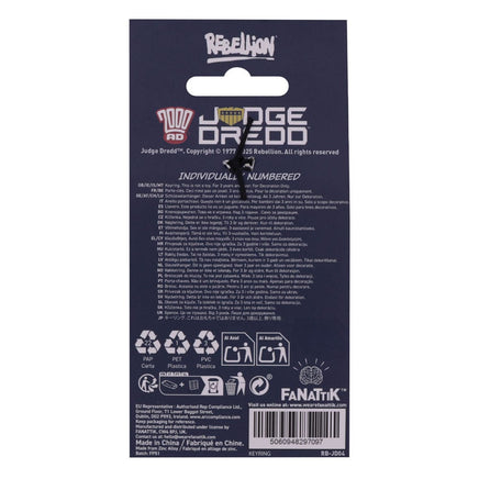 Portachiavi in metallo 2000 AD Judge Dredd Mega-City One Limited Edition