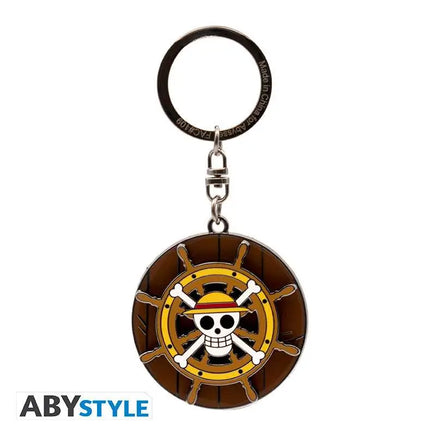 Portachiavi in metallo smaltato Timone One Piece Thousand Sunny's Helm Moving