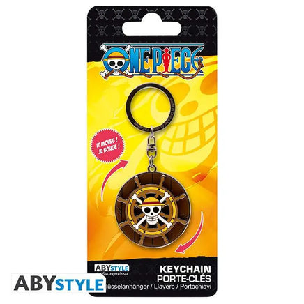 Portachiavi in metallo smaltato Timone One Piece Thousand Sunny's Helm Moving