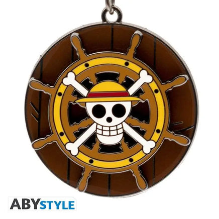 Portachiavi in metallo smaltato Timone One Piece Thousand Sunny's Helm Moving