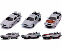 Set 3 Modellini Back To The Future 1982 Delorean Nano Models Diecast 1/87 Jada