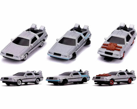 Set 3 Modellini Back To The Future 1982 Delorean Nano Models Diecast 1/87 Jada