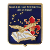 Spilla in metallo smaltato Scuola Militare Giulio Douhet Aeronautica Militare