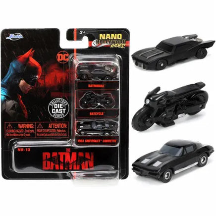 Set Modellini Batmobile 3 Pack Diecast Nano Rides Batman