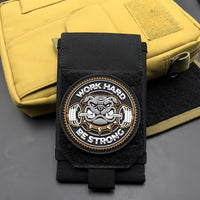 Patch Gommata Bulldog Palestra "Work Hard Be Strong" Effetto Glow-in-the-Dark