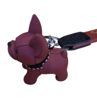 Portachiavi Cane Bulldog Cartoon in lega di alluminio Bordeaux