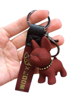 Portachiavi Cane Bulldog Cartoon in lega di alluminio Bordeaux