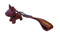 Portachiavi Cane Bulldog Cartoon in lega di alluminio Bordeaux