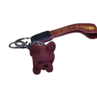 Portachiavi Cane Bulldog Cartoon in lega di alluminio Bordeaux