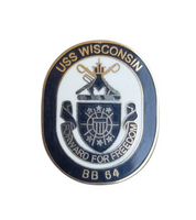 Spilla in metallo smaltato Corazzata USS Wisconsin BB-64 US Navy RARA