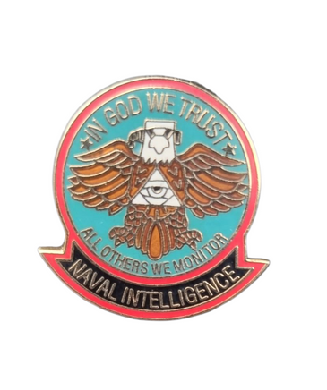 Spilla in metallo smaltato Naval Intelligence US Navy RARA
