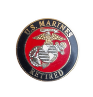 Spilla in metallo smaltato Corpo dei Marines Retired USMC US Army