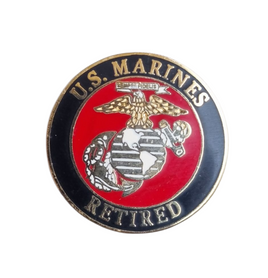 Spilla in metallo smaltato Corpo dei Marines Retired USMC US Army