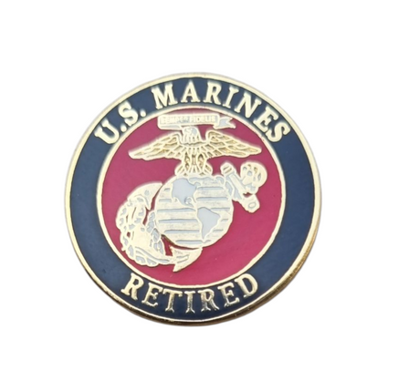 Spilla in metallo smaltato Corpo dei Marines Retired USMC US Army