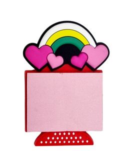 Kühlschrankmagnet gummierter Post-it-Halter Love Rainbow of Hearts