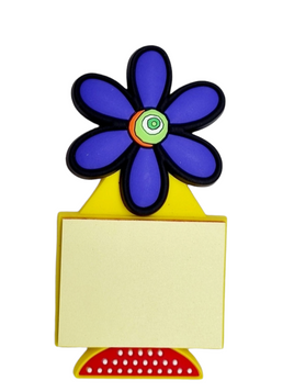 Rubberized post-it post-it holder magnet fridge magnet Blue Flower