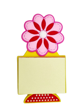 Fridge magnet rubberized post-it holder Pink Flower