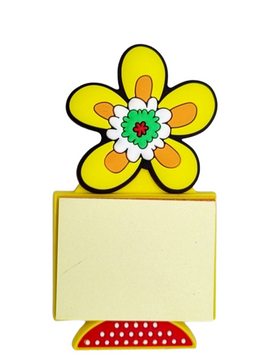 Rubberized fridge magnet post-it holder Yellow Flower
