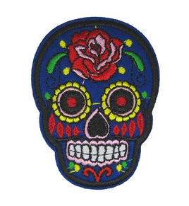 Iron-on Patch Mexican Skull Calaveras Blue