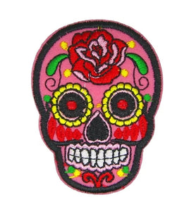 Patch Mexican Skull Calaveras Pink iron-on