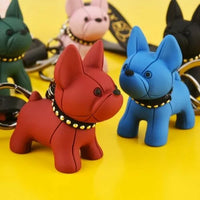 Bulldog Cartoon Dog Keychain in Red aluminum alloy